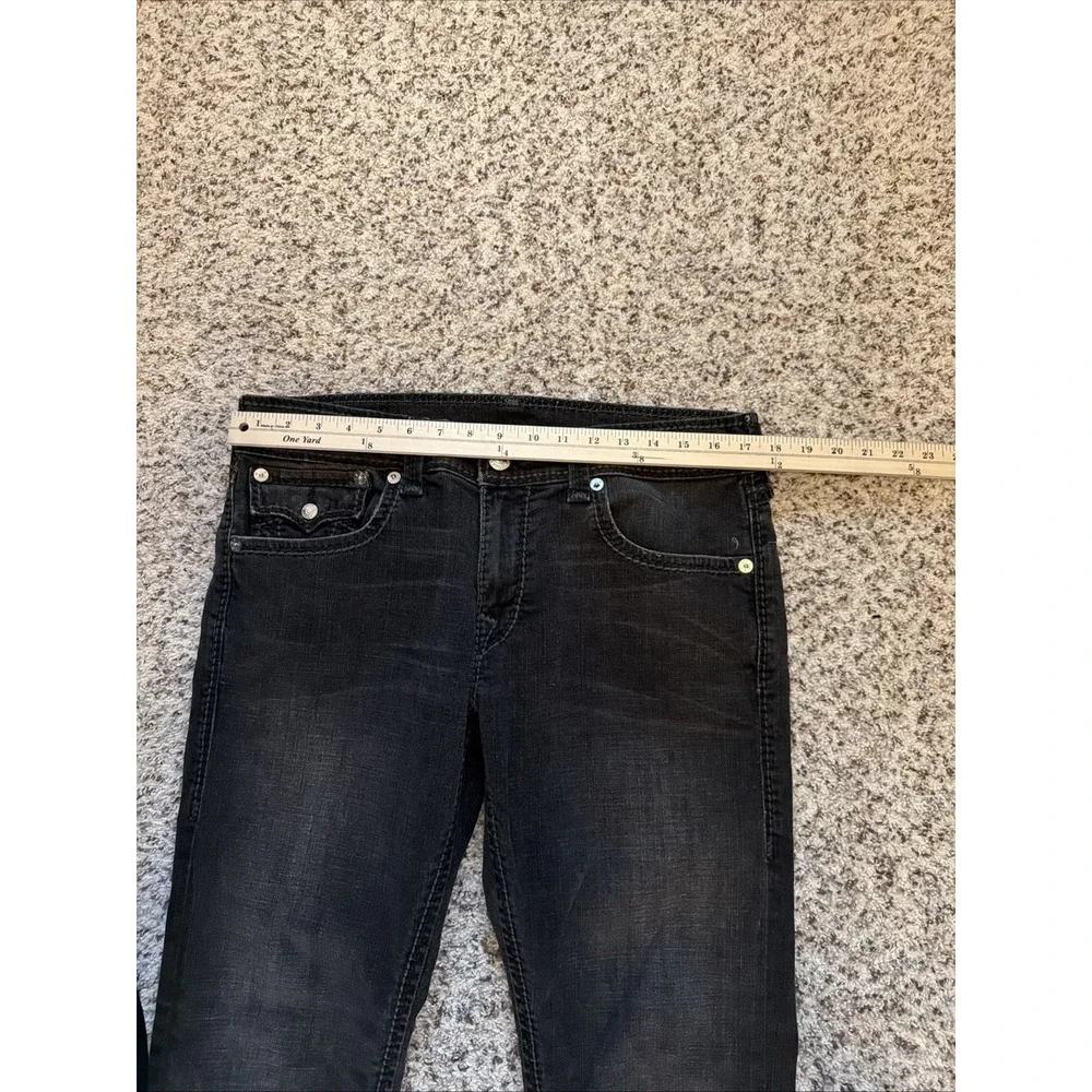 True Religion Straight Mens 33 Black Big Stitch Jeans 33,‎ 30.5 Inseam Hemmed